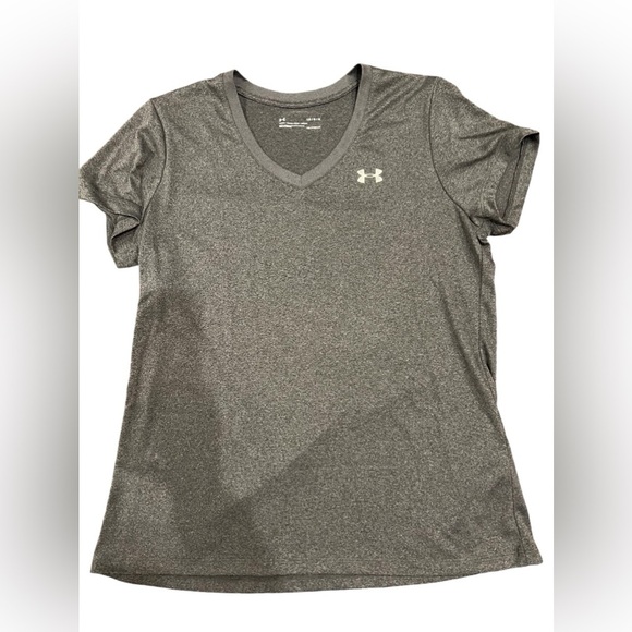 Under Armour Tops - Under Armour heat gear women’s v neck tee shirt, large, gray.